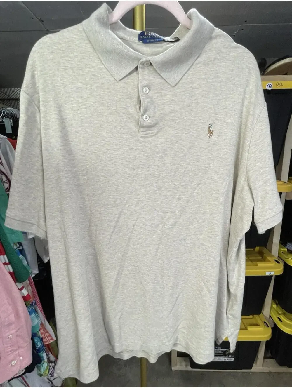 Polo Ralph Lauren Classic Fit Men's Soft Touch Oatmeal Cotton Polo Shirt Sz XXL